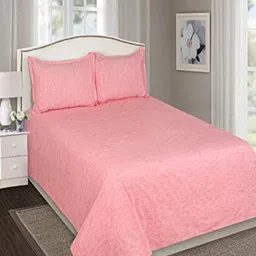 SHADES of LIFE Peach-Coloured 250 TC King Bedsheet with 2 Pillow Covers-image-15