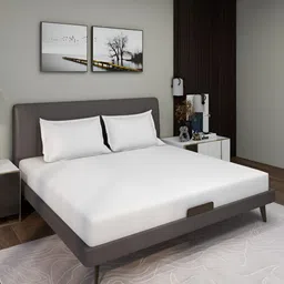 Aura White Solid 150 TC Queen Microfiber Bedsheet With 2 Pillow Covers-picture-30