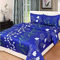 Supreme Home Collective Blue 144 TC Queen Bedsheet with 2 Pillow Covers-image-29