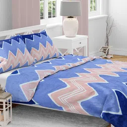 AAZEEM Blue & White Geometric Printed 210 TC Queen Bedsheet with 2 Pillow Covers-picture-29