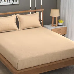 Aura Mario Peach Striped 180 TC Queen Bedsheet with 2 Pillow Covers-picture-20