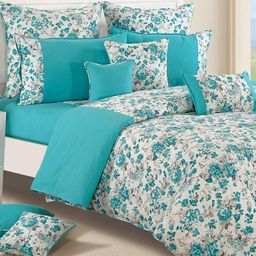 SWAYAM Blue & White 180 TC Fine Cotton Queen Bedsheet with 2 Pillow Covers-picture-35