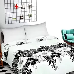 Supreme Home Collective White & Black 144 TC Queen Bedsheet-image-1