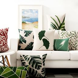 AEROHAVEN Green & White 5 Pieces Abstract Square Cushion Covers-picture-43