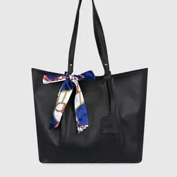 Bagsy Malone Black PU Structured Tote Bag with Bow Detail image 1