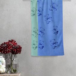 FABINALIV Kids Blue & Green 2 Pieces Cartoon Printed 300 GSM Cotton Bath Towels-picture-3