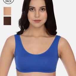 mod & shy Brown Blue & Beige Pack of 3 Non-Wired Non Padded Bralette Bra-picture-17