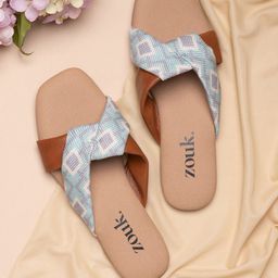 ZOUK Women Blue Printed Bows Flats-picture-46