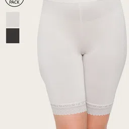 FashionRack Women Pack of 3 Solid Cotton Boyshorts-image-1