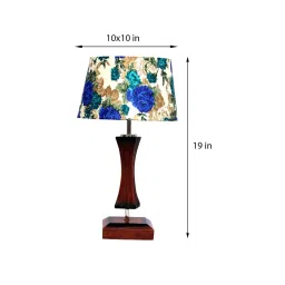 Madison White & Blue Fabric Shade Night Lamp With Wood Base By BrightDaisy image 3