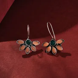 SOHI Women Orange Silver Plated Designer Stone Drop Earring-image-18