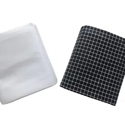 Combo Pack of 2 Unstiched Multicolor Black checked & Solid White Formal Shirt Fabric Dress Material for Men's/Boy's Fashion, Size - 2.50 Meter Each image 1