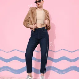 Mast & Harbour Women We Party Upgraded Denims Boyfriend Fit Crop Stretchable Jeans-picture-30