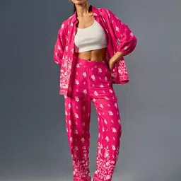 Global Desi Floral Printed Shrug With Top & Trouser-image-96