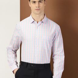 INVICTUS Original Slim Fit Grid Tattersall Checked Spread Collar Cotton Formal Shirt-picture-33