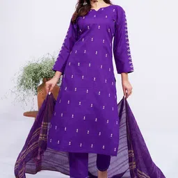 ARADHNA Women Ethnic Motifs Embroidered Regular Kurta with Trousers & With Dupatta-picture-28