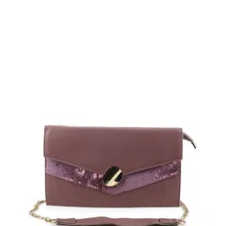 ODETTE Brown & Purple Textured Purse Clutch-picture-34