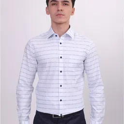 LOUIS STITCH Comfort Horizontal Striped Cotton Formal Shirt-picture-32