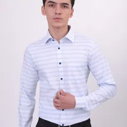 LOUIS STITCH Comfort Horizontal Striped Cotton Formal Shirt-picture-27
