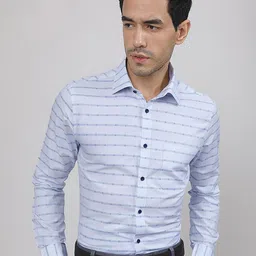 LOUIS STITCH Comfort Horizontal Striped Cotton Formal Shirt-picture-40