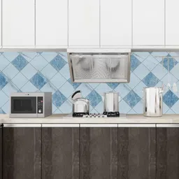 Jaamso Royals Blue & Navy Blue Diamond Self Adhesive Waterproof Vinyl Kitchen Wallpaper-picture-40