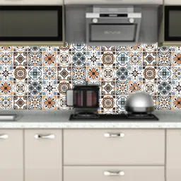 Jaamso Royals White & Orange Hexagon Art Design Self Adhesive Wallpaper-picture-35