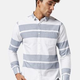 Urban Ranger by pantaloons Slim Fit Horizontal Striped Cotton Casual Shirt-picture-28