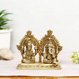 CraftVatika 2 Pcs Golden Ganesha Statue Lord Brass Elephant God Idols Showpieces-picture-19