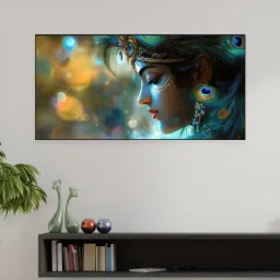 nestroots Black Canvas Framed Divine Krishna: Essence of Love Wall Painting(12X24 Inch)-picture-22