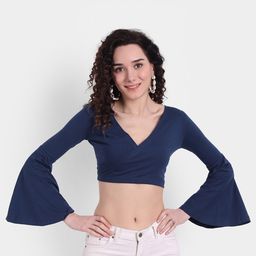 COLOR CAPITAL Women Navy Blue Solid Crop Top-picture-26