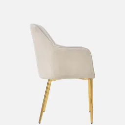 casacraft from pepperfry Unkls Velvet Arm Chair In Off White Colour image 5