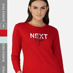 CHOZI Pack of 2 Typography Printed Regular Fit Cotton T-Shirt-picture-21