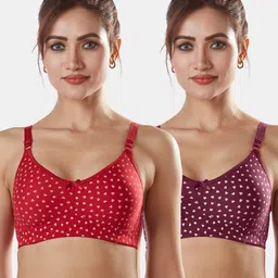 Sonari Red & Burgundy Abstract Non-padded Supper Support Bra-picture-23