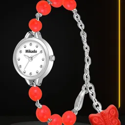 Mikado Women Bracelet Style Straps Analogue Watch Red Bead Watch-image-85