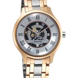 Sonata Men Skeleton Dial & Stainless Steel Bracelet Style Straps Analogue Watch 7140KM02-picture-15