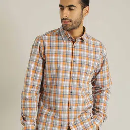 Indian Terrain Men Chiseled Slim Fit Tartan Checked Pure Cotton Casual Shirt-picture-28
