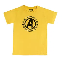 Marvel by Wear Your Mind Boys Yellow Printed Pure Cotton T-shirt-picture-38