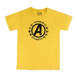 Marvel by Wear Your Mind Boys Yellow Typography Printed T-shirt-picture-26