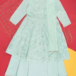 AKKRITI BY PANTALOONS Girls Sequin Embellished Ready to Wear Lehenga & Blouse With Dupatta-image-6