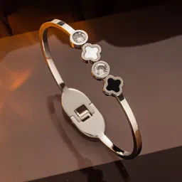 Jewels Galaxy Silver-Plated Stainless Steel Bangle-Style Bracelet-picture-12