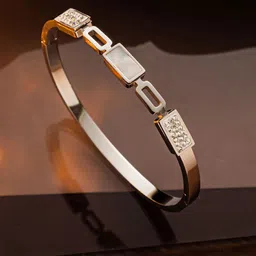 Jewels Galaxy Mother of Pearl Silver-Plated Bangle-Style Bracelet-picture-14