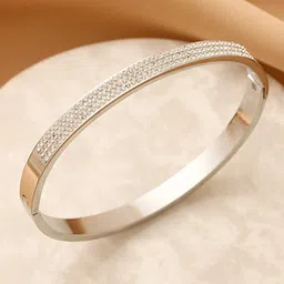 Designs & You Silver-Plated American Diamond Studded Bangle-Style Bracelet-picture-46