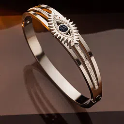 Designs & You Silver-Plated American Diamond-Studded Bangle-Style Bracelet-picture-10