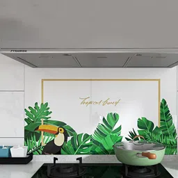 Jaamso Royals Green Leaves Oil Proof Rust Proof Kitchen Wallpaper-picture-37