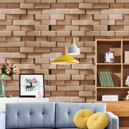 Jaamso Royals Brown 3D Brick Self Adhesive Removable Wallpaper-image-54