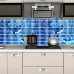Jaamso Royals Blue Small Square with Dolphin Design Kitchen Wallpaper-image-24
