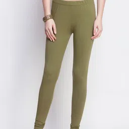 Dollar Missy Women Green Solid Slim-Fit Cotton Ankle-Length Leggings-image-99