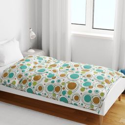 Divine Casa White & Sea Green AC Room 120 GSM Single Bed Blanket-picture-1