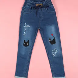 F2M Girls Embroidered Slim Fit High-Rise Light Fade Stretchable Jeans-image-89