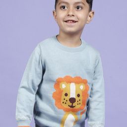 Greendeer Kids Delighted Lion Jacquard Pure Cotton Pullover-picture-46